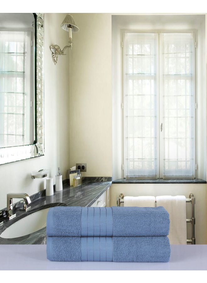 Good Morning Handdoeken (Set Van 2) Ijsblauw - 70x140 - Badstof Katoen