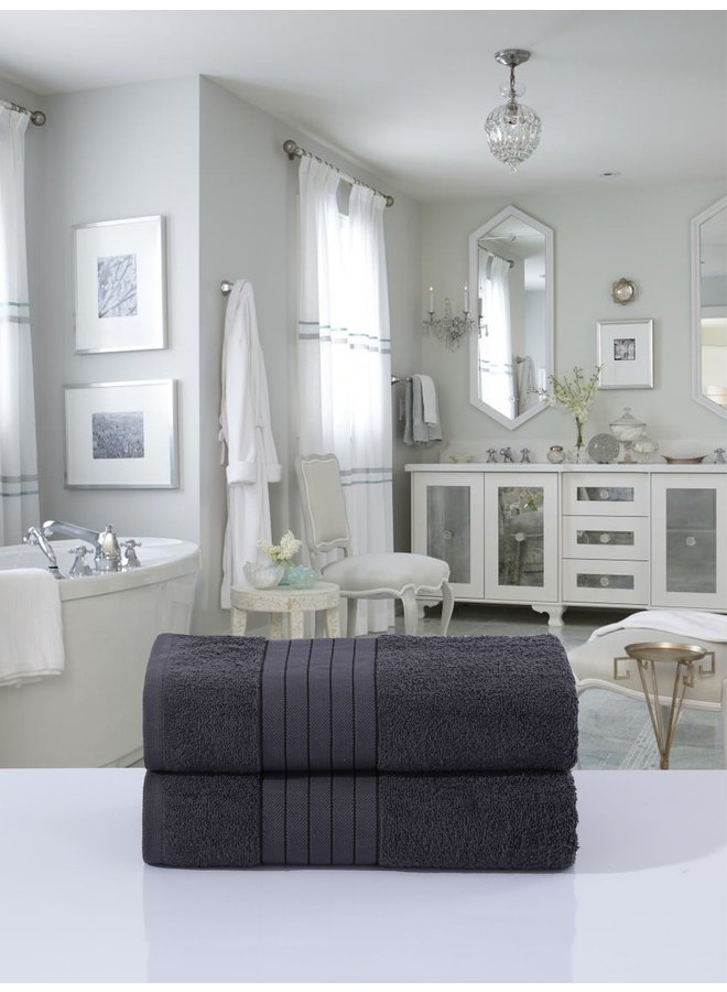 Good Morning Handdoeken (Set Van 2) Antraciet - 70x140 - Badstof Katoen