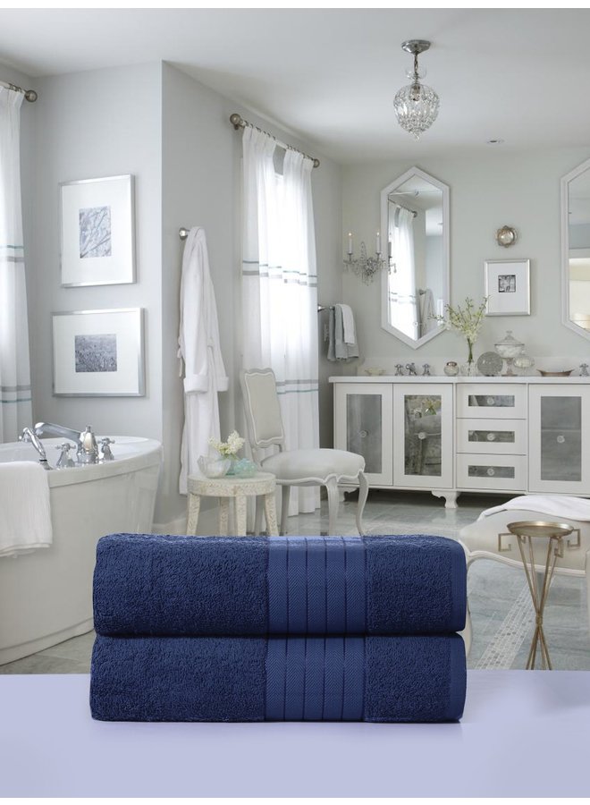 Good Morning Handdoeken (Set Van 2) Denim Blauw - 70x140 - Badstof Katoen