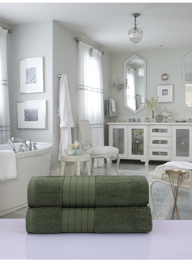 Handdoeken (Set Van 2) Groen - 70x140 - Badstof Katoen