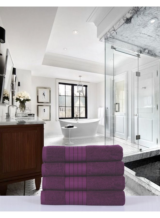 Good Morning Handdoeken (Set Van 4) Bordeaux - 50x100 - Badstof Katoen