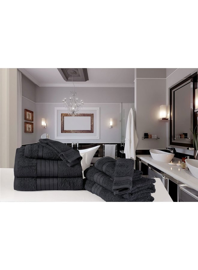 Handdoekenset (Set Van 8) Antraciet - Badstof Katoen