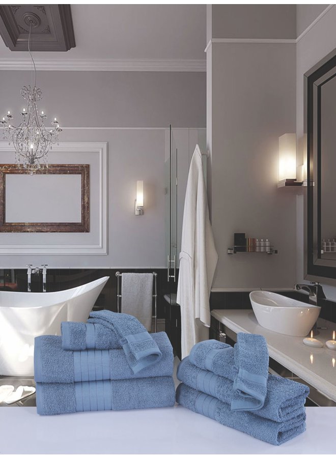 Handdoekenset (Set Van 8) Ijsblauw - Badstof Katoen