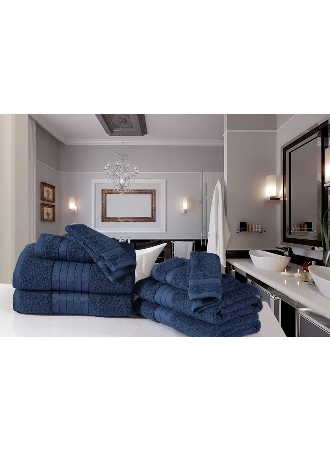 Good Morning Handdoekenset (Set Van 8) Denim Blauw - Badstof Katoen
