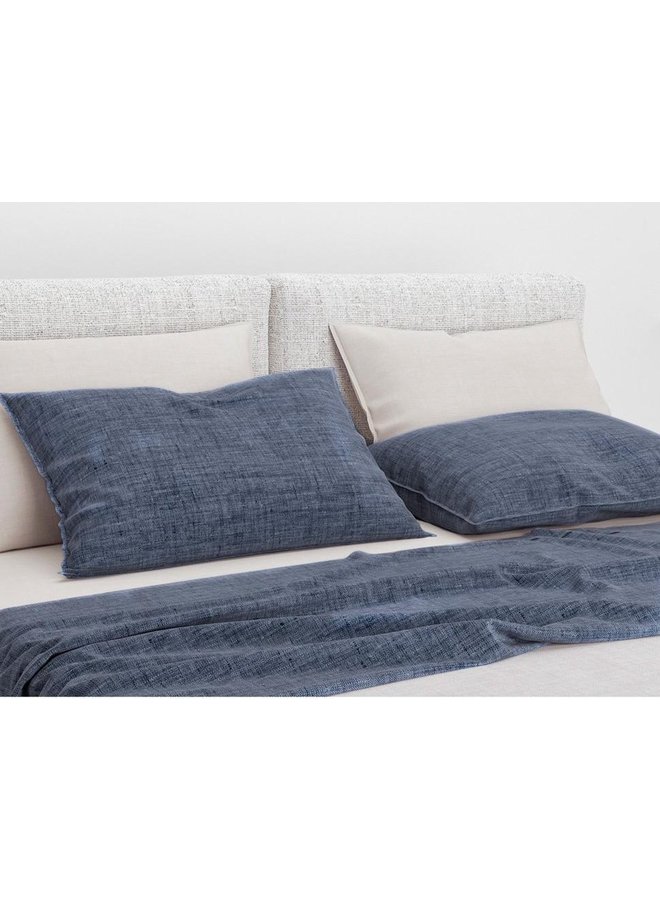 ZO! Home Sierkussenhoezen Lino (Set van 2) Urban Blauw - 40x80 - Katoen