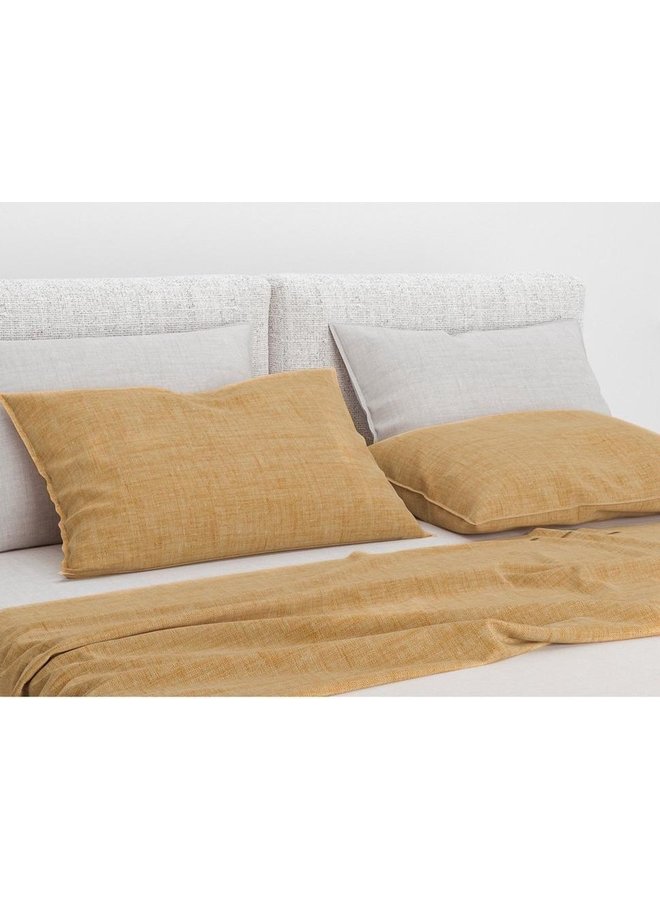 ZO! Home Sierkussenhoezen Lino (Set van 2) Ochre Geel - 40x80 - Katoen