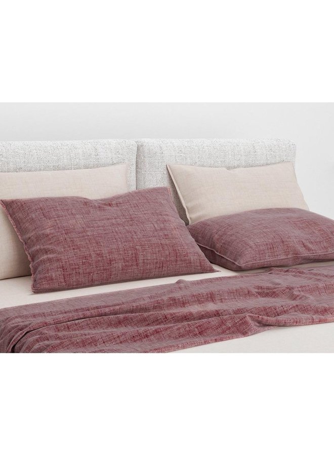 ZO! Home Sierkussenhoezen Lino (Set van 2) Wijnrood - 40x80 - Katoen