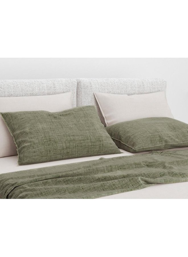 ZO! Home Sierkussenhoezen Lino (Set van 2) Army Groen - 40x80 - Katoen
