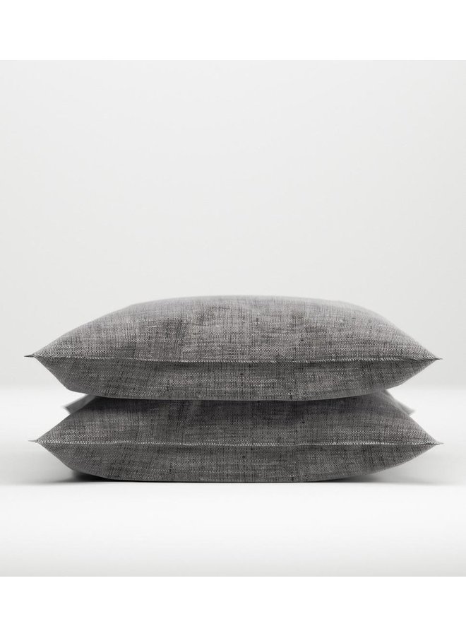 ZO! Home Sierkussenhoezen Lino (Set van 2) Antraciet - 40x80 - Katoen