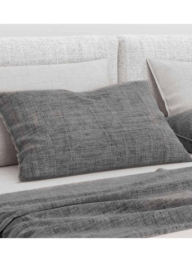 ZO! Home Sierkussenhoezen Lino (Set van 2) Antraciet - 40x80 - Katoen