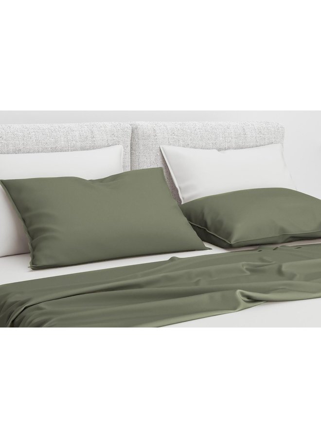 ZO! Home Sierkussenhoezen Satinado (Set Van 2) Army Groen - 50x50 - Katoensatijn