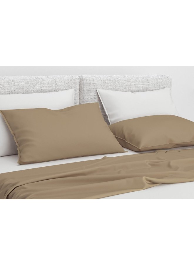 ZO! Home Sierkussenhoezen Satinado (Set Van 2) Praline Bruin - 50x50 - Katoensatijn