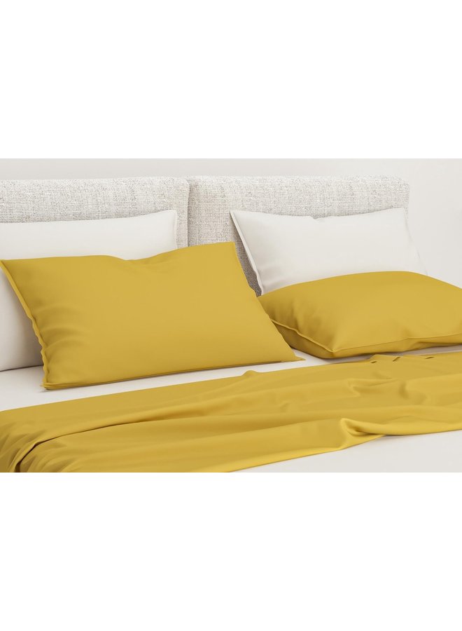 ZO! Home Sierkussenhoezen Satinado (Set Van 2) Ochre Goud - 50x50 - Katoensatijn