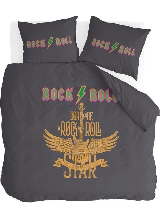Bykrlund Dekbedovertrek Get rocked Antraciet - Katoen