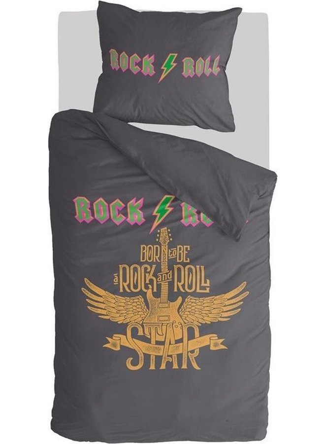 Bykrlund Dekbedovertrek Get rocked Antraciet - Katoen