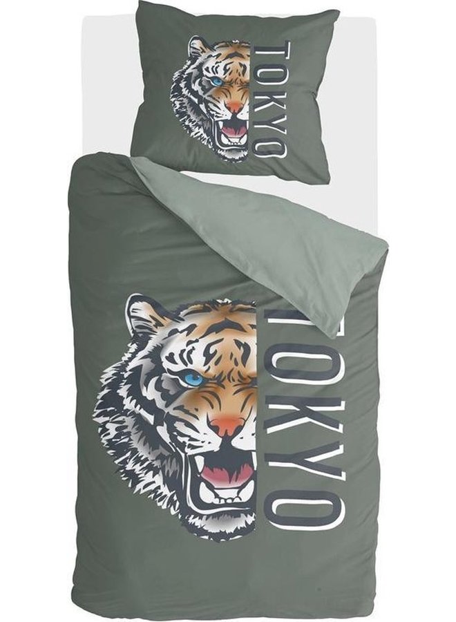 Bykrlund Dekbedovertrek Tokyo Tiger Groen - Katoen