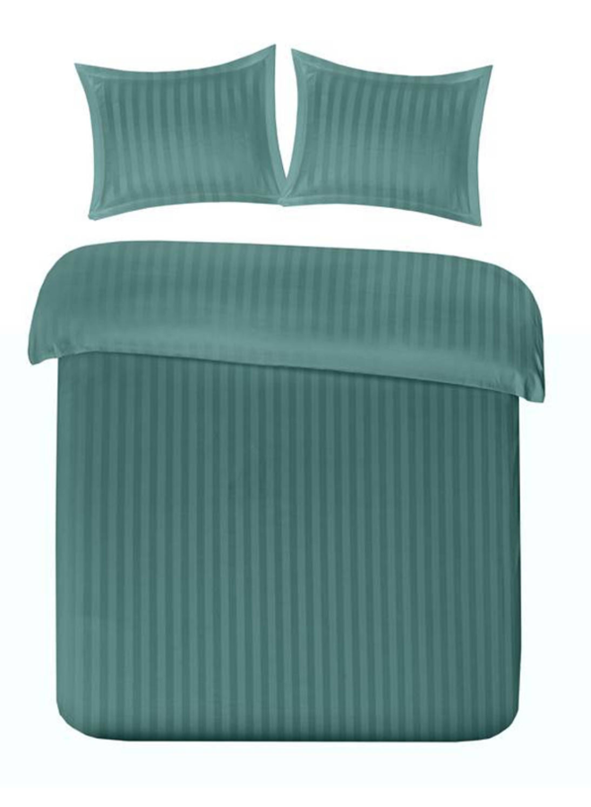 Dekbedovertrek Streep Donker Groen - Katoensatijn PL2