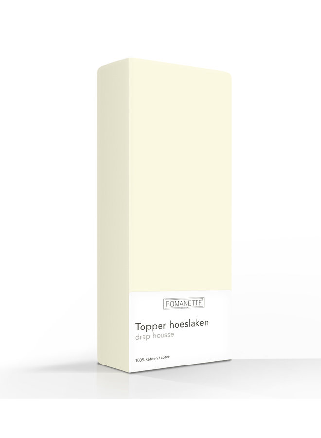 Romanette Katoen Topper Hoeslaken Creme