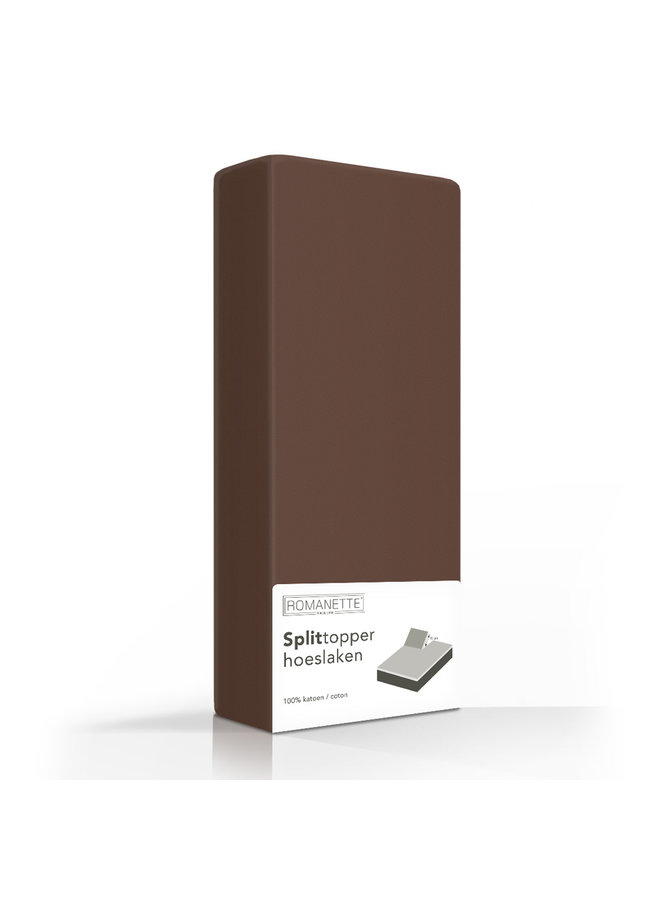 Romanette Hoeslaken Splittopper Taupe - Katoen