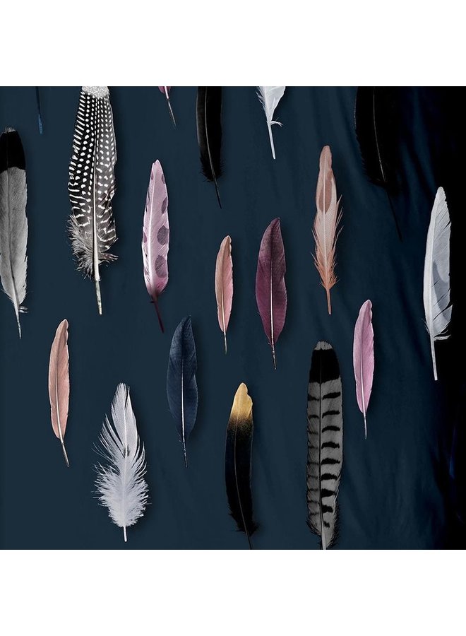 Good Morning Dekbedovertrek Feathers Blauw - Katoen