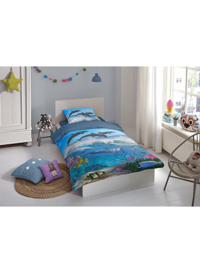 Good Morning Dekbedovertrek Kids Andre Blauw - Katoen