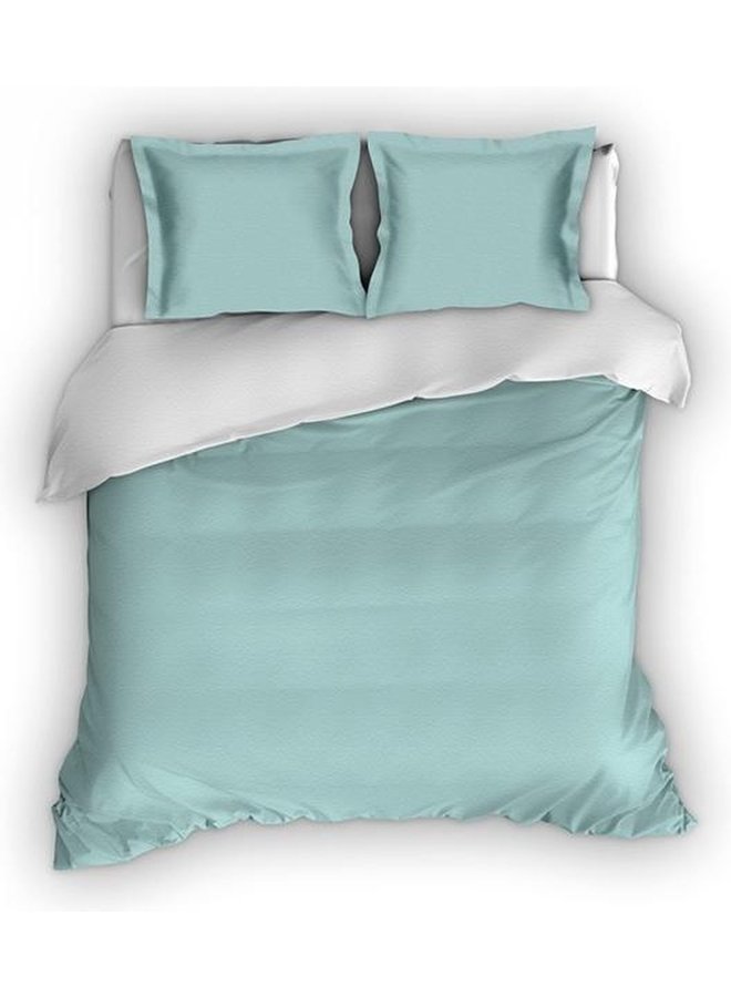 Dekbedovertrek Comtesse Uni Groen/Wit- Flanel