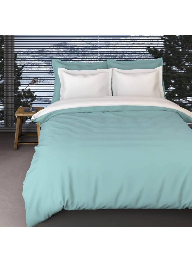 Romanette Dekbedovertrek Comtesse Uni Mint Groen/Wit- Flanel