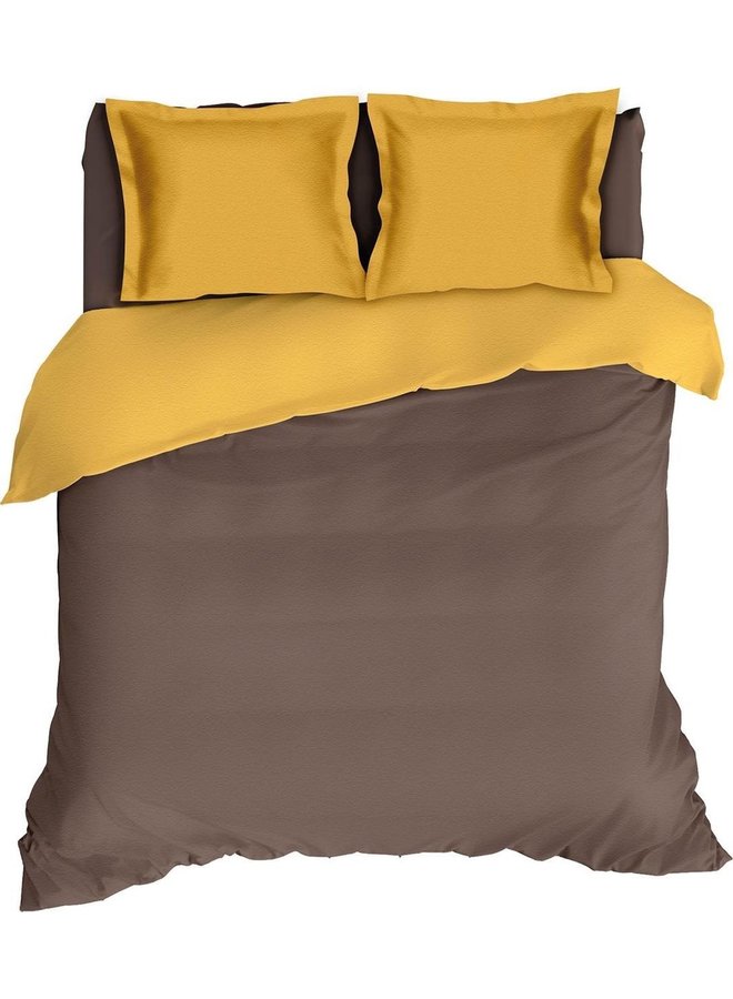 Romanette Dekbedovertrek Comtesse Uni Bruin/Oker- Flanel
