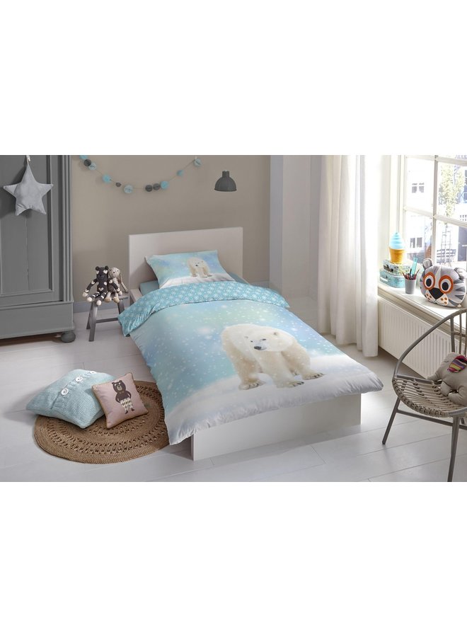Good Morning Dekbedovertrek Kids Icebear Blauw - Flanel