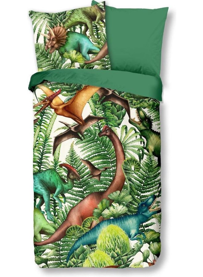 Good Morning Dekbedovertrek Kids Prehistory Groen - Katoen