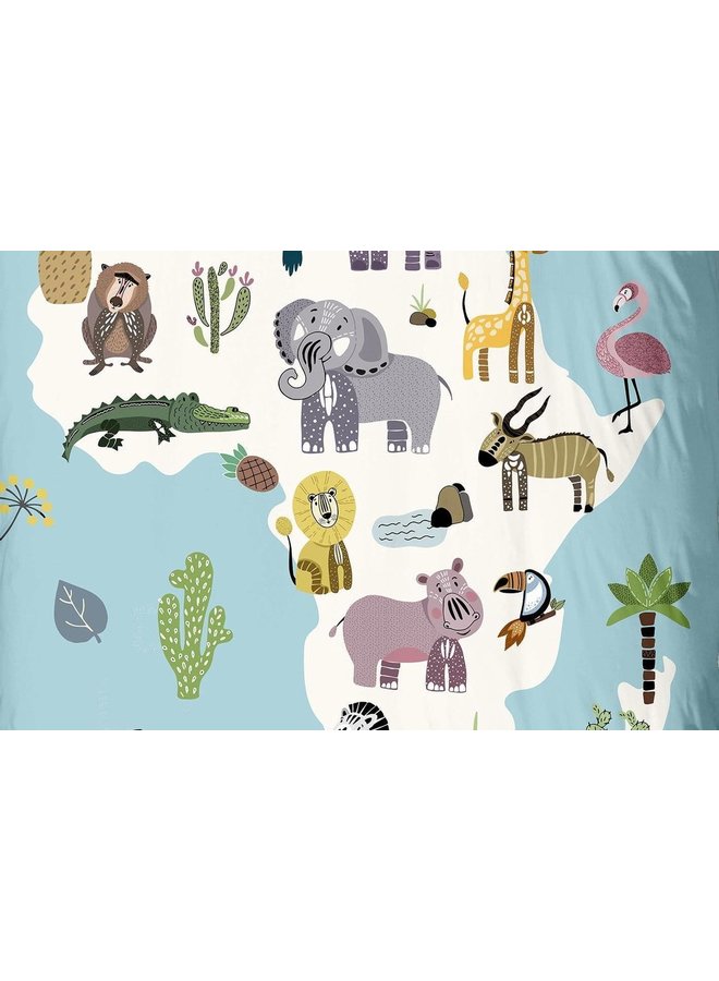 Good Morning Dekbedovertrek Kids Wild Life Aqua - Katoen