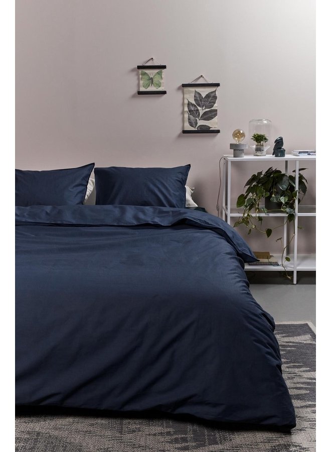 Ambiante Dekbedovertrek Uni Navy Blauw - Katoen
