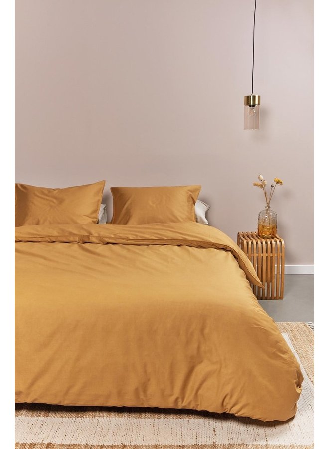 Ambiante Dekbedovertrek Uni Okergeel - Katoen