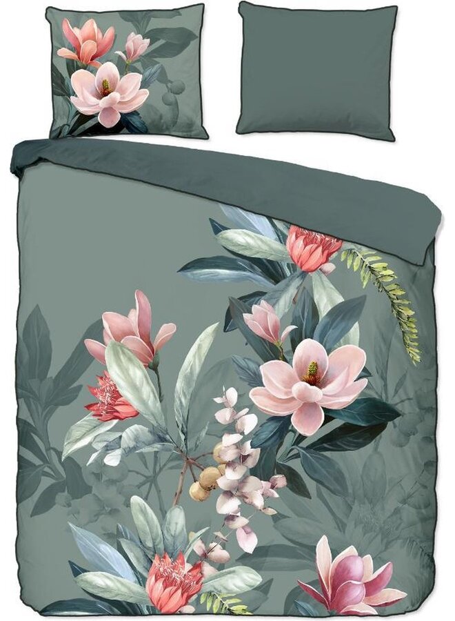 Descanso Dekbedovertrek Parler Groen - Biologisch Katoensatijn