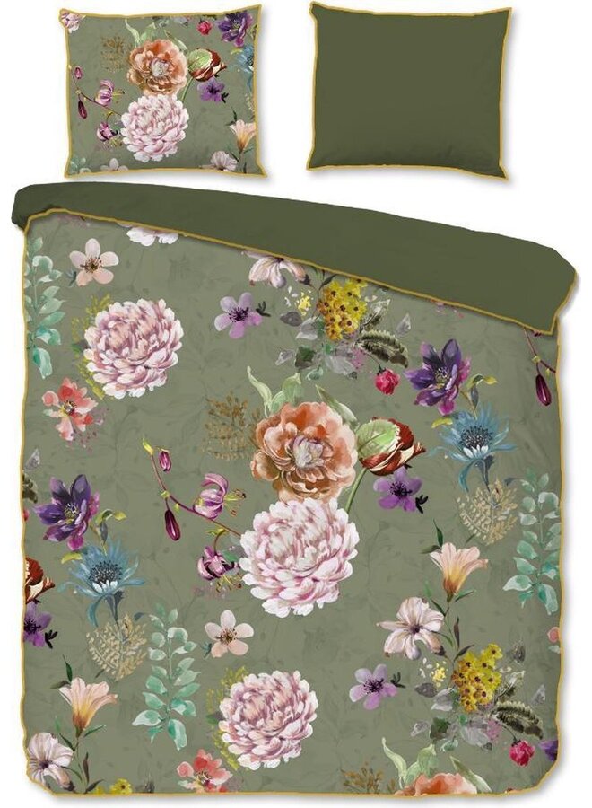 Descanso Dekbedovertrek Parma Olijfgroen - Biologisch Katoensatijn