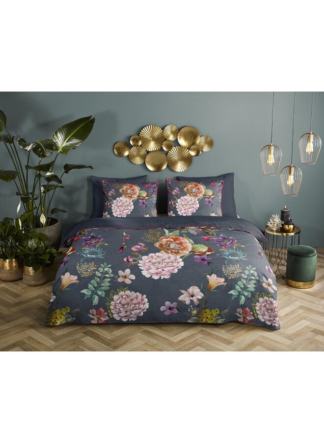 Descanso Dekbedovertrek Parma Antraciet- Biologisch Katoensatijn