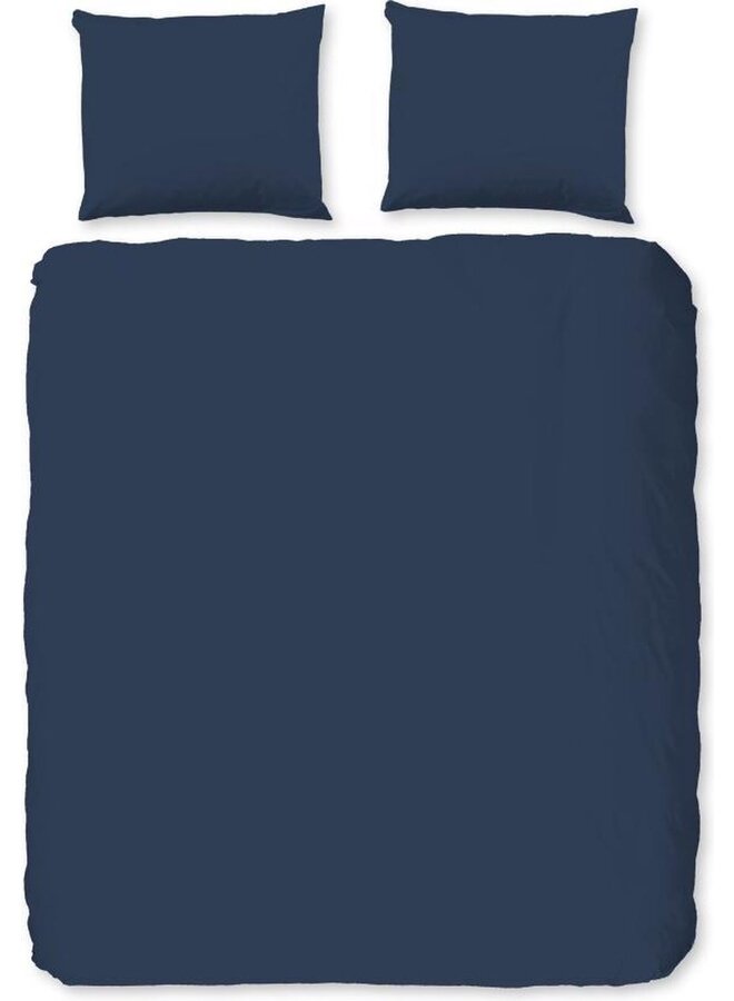 HIP Dekbedovertrek Uni Dark Blauw - Katoensatijn