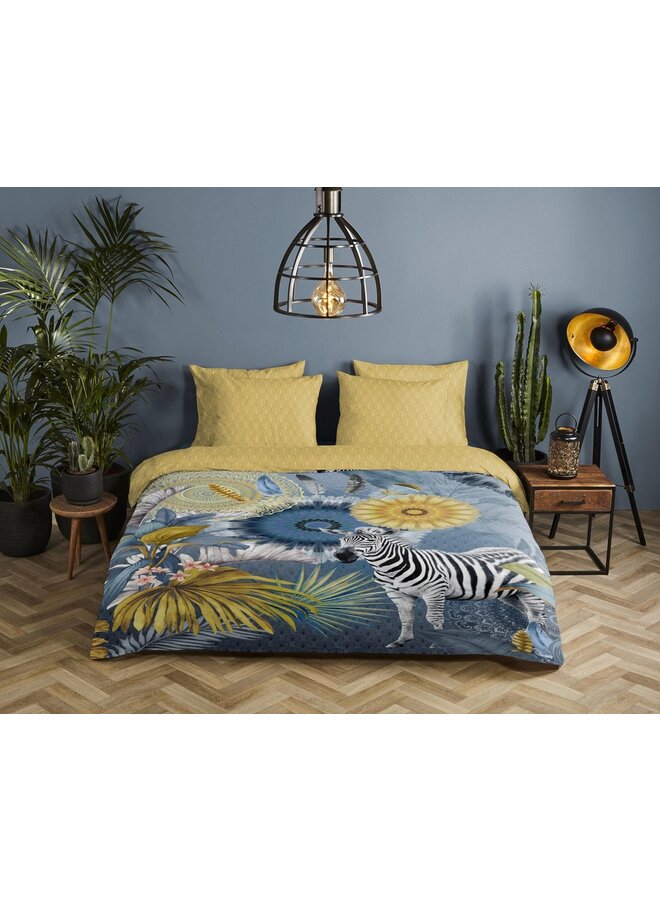 HIP Dekbedovertrek Laska Blauw - Katoensatijn