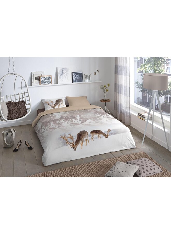 Good Morning Dekbedovertrek Winter Zand - Flanel