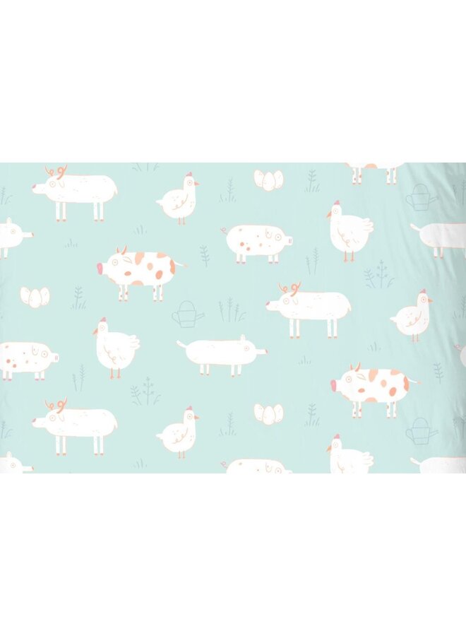 Good Morning Dekbedovertrek Kids Petting Zoo Mint - Katoen
