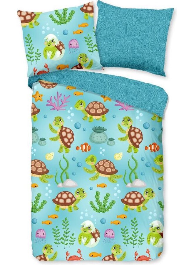 Dekbedovertrek Kids Turtles Blauw - Katoen
