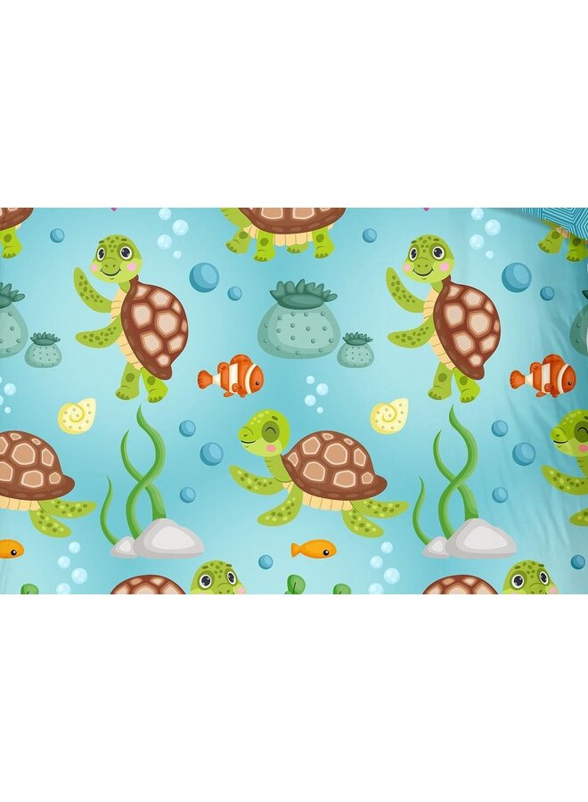 Good Morning Dekbedovertrek Kids Turtles Blauw - Katoen