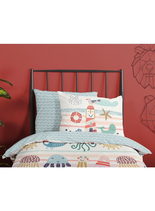 Good Morning Dekbedovertrek Kids Sealife Creme - Katoen