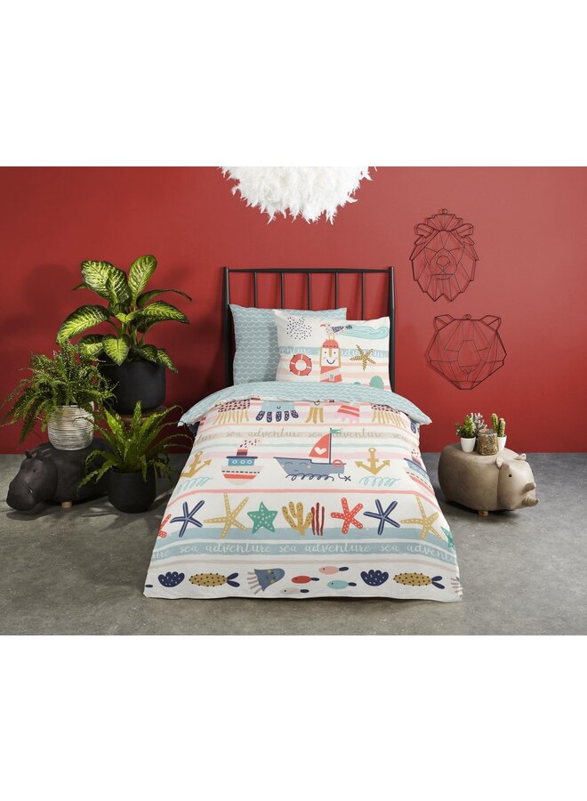 Good Morning Dekbedovertrek Kids Sealife Creme - Katoen