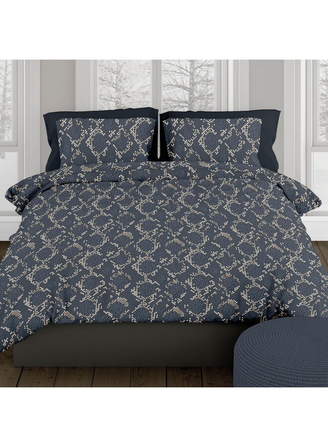 Romanette  Dekbedovertrek Bormio Blauw/Grijs - Flanel