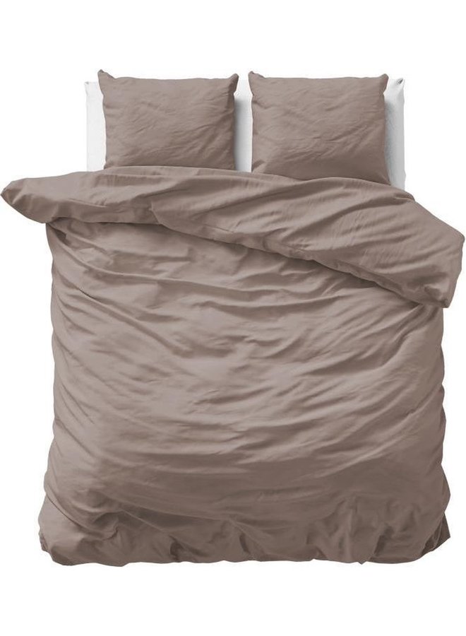 Dekbedovertrek Uni Taupe - Katoensatijn PL1