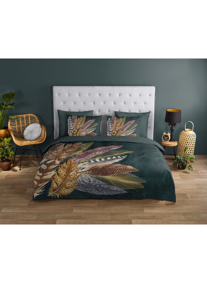 Good Morning Soft Feathers Donker Groen - Katoen