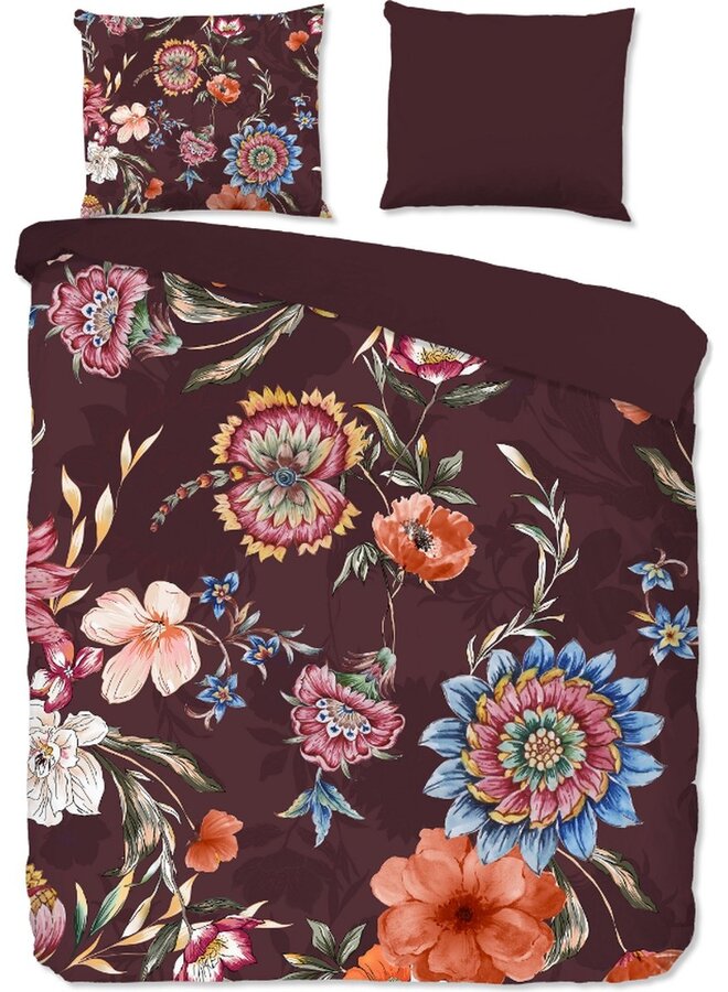 Good Morning Dekbedovertrek Madelief Bordeaux - Katoen