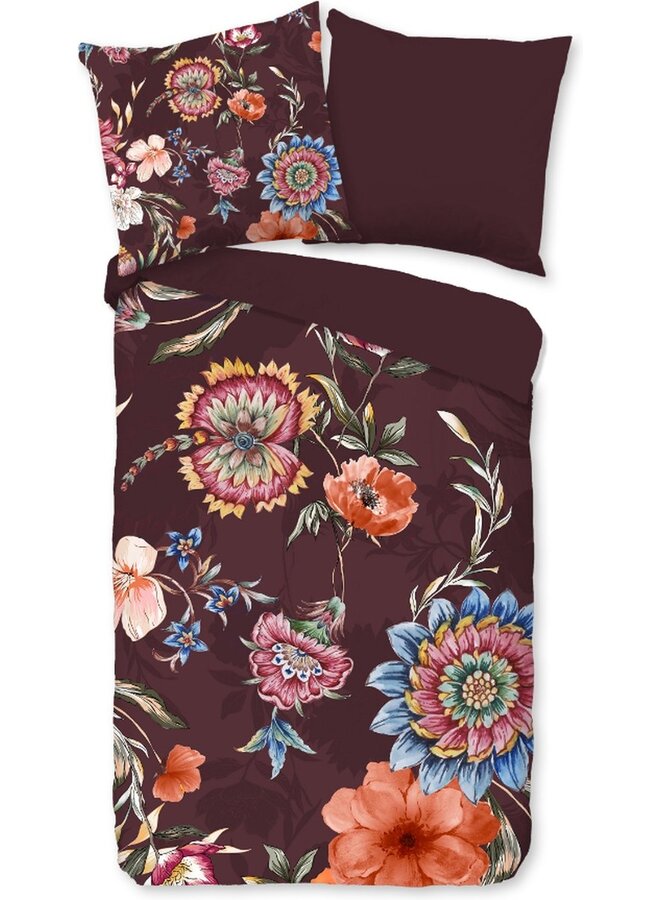 Good Morning Dekbedovertrek Madelief Bordeaux - Katoen