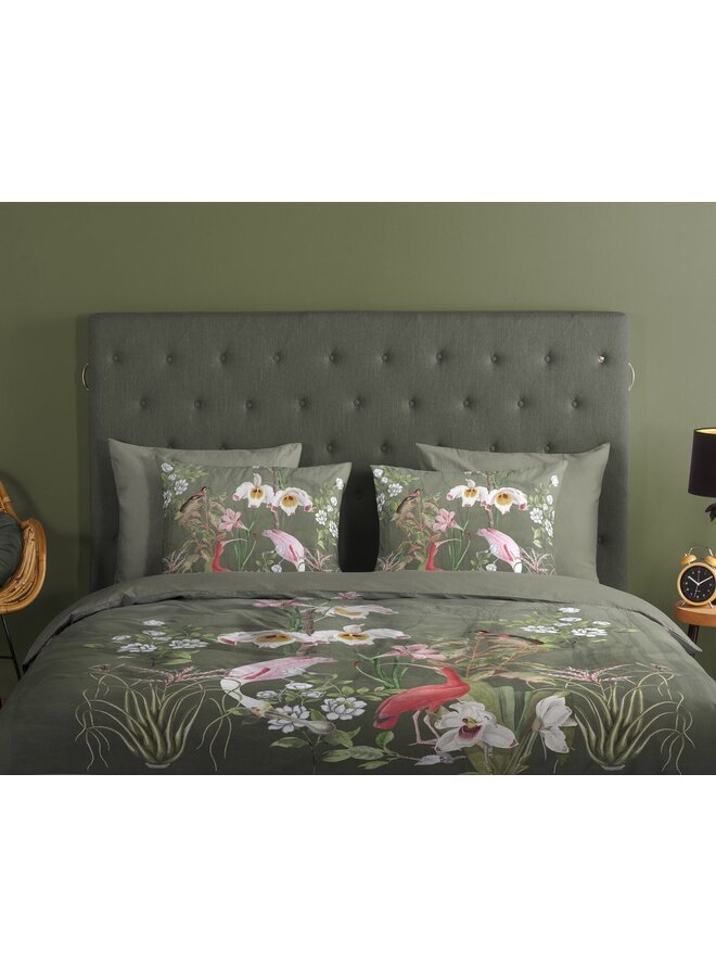 Good Morning Dekbedovertrek Lesli Groen - Katoen